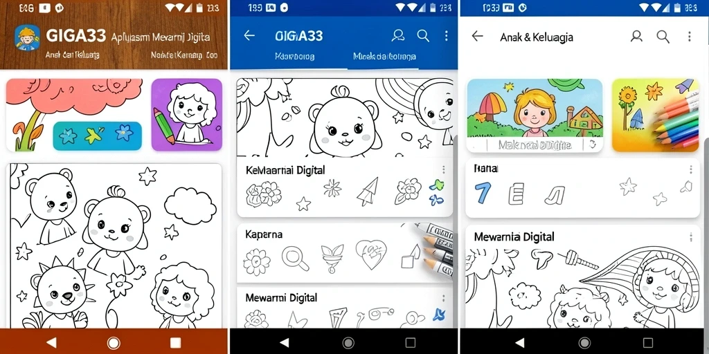 Tampilan antarmuka GIGA33 untuk mewarnai digital yang menarik.