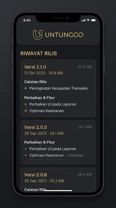 Riwayat Versi Aplikasi Untunggo untuk Android